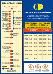 Horari línia d’autobús Borriol-Castelló. Autos Mediterráneo