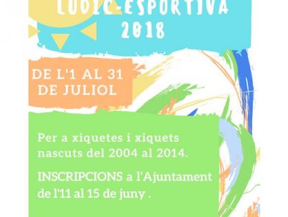 INSCRIPCIONS PER A L'ESCOLA D'ESTIU 2018