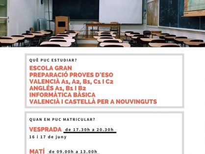 MATRICULA'T EN L'ESCOLA D'ADULTS