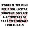 CONVOCATORIA DE SUBVENCIONES PARA ACTIVIDADES SOCIALES Y CULTURALES 2021