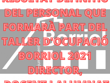 RESULTATS DEFINITIUS DEL TALLER D'OCUPACIÓ BORRIOL 2021