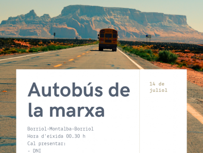 AUTOBÚS DE LA MARXA 2018 (SEGON CAP DE SETMANA DE MONTALBA)