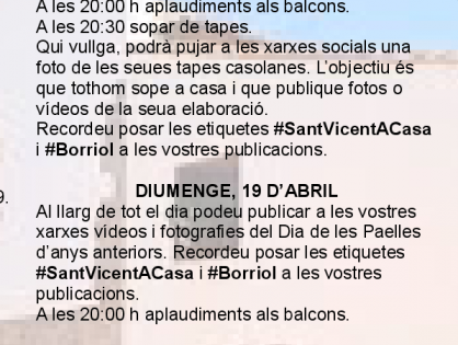 PROGRAMA DE FESTES VIRTUALS DE SANT VICENT 2020