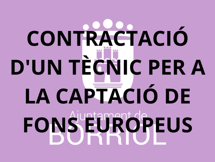 CONTRACTACIÓ D'UN TÈCNIC PER A LA CAPTACIÓ DE FONS EUROPEUS