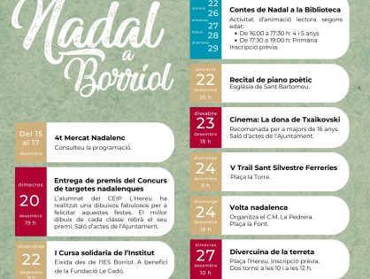 PROGRAMACIÓ D’ACTIVITATS PER A LES FESTES NADALENQUES