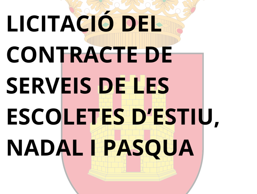 LICITACIÓ DEL CONTRACTE DE SERVEIS DE LES ESCOLETES D'ESTIU, NADAL I PASQUA
