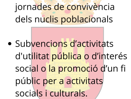 CONVOCATÒRIA DE LES SUBVENCIONS PER CONCURRÈNCIA COMPETITIVA.- NUCLIS POBLACIONALS I SOCIALS I CULTURALS PER A L'EXERCICI 2024