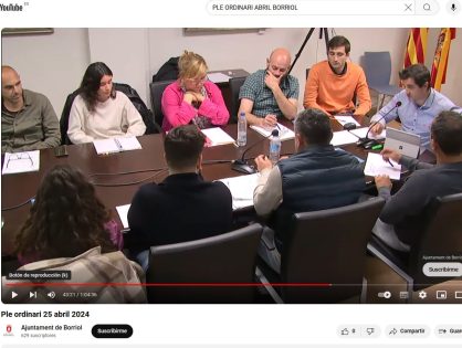CONVOCATÒRIA I ORDRE DEL DIA DEL PLE DE MAIG/2024