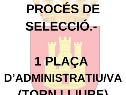 1 PLAÇA DE PERSONAL ADMINISTRATIU