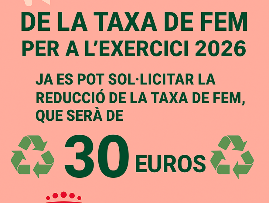 📢 BONIFICACIÓ DE LA TAXA DE FEM PER A L’EXERCICI 2026