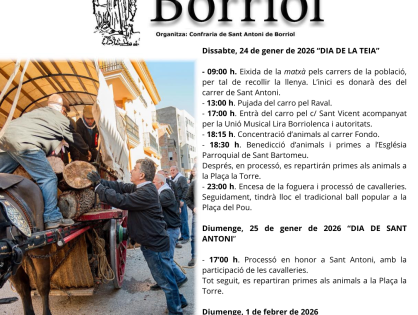 FESTIVITAT DE SANT ANTONI 24 - 25 DE GENER I 1 DE FEBRER DE 2026
