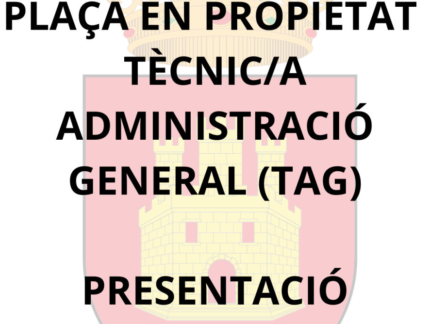 1 PLAÇA DE TÈCNIC/A D’ADMINISTRACIÓ GENERAL (TAG)