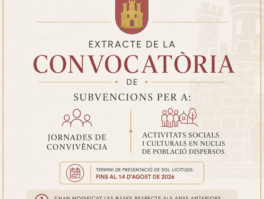El AYUNTAMIENTO ABRE LA CONVOCATORIA DE SUBVENCIONES PARA JORNADAS DE CONVIVENCIA Y ACTIVIDADES SOCIALES Y CULTURALES EN LOS NÚCLEOS DE POBLACIÓN DISPERSOS