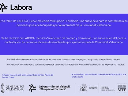 L'AJUNTAMENT DE BORRIOL INCORPORA UNA JOVE MENOR DE 30 ANYS GRÀCIES A UNA SUBVENCIÓ DE LABORA