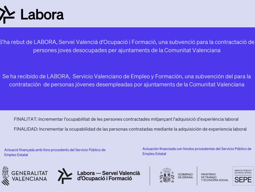 L'AJUNTAMENT DE BORRIOL INCORPORA UNA JOVE MENOR DE 30 ANYS GRÀCIES A UNA SUBVENCIÓ DE LABORA